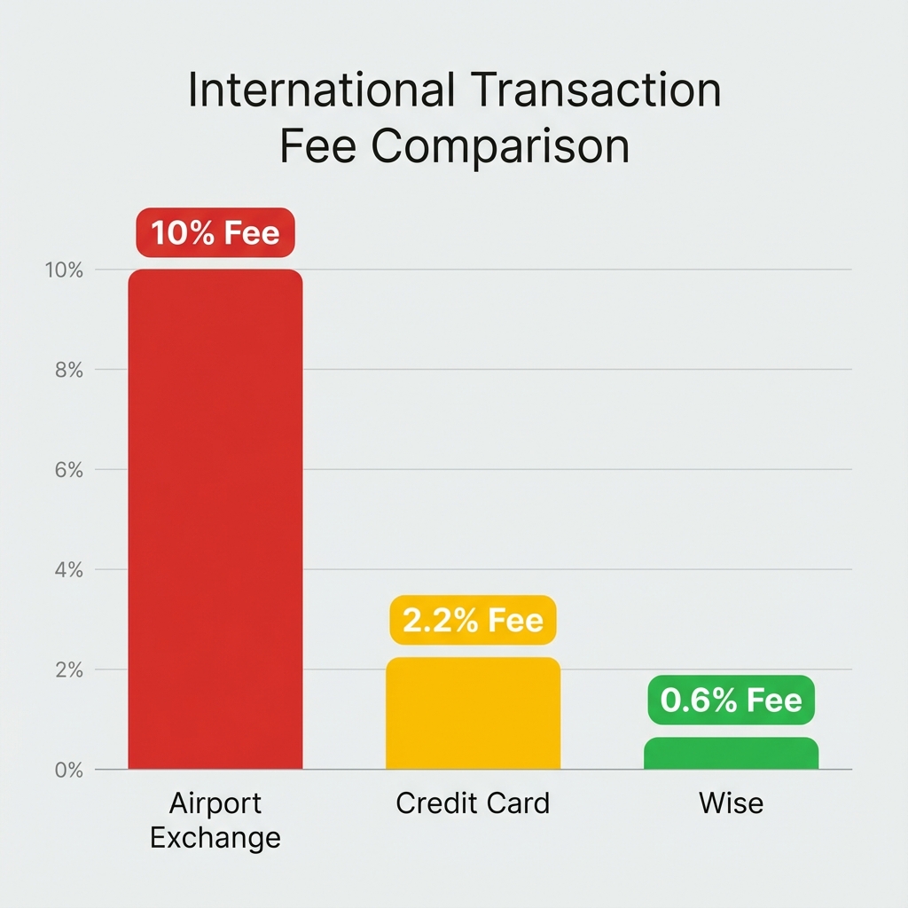 手数料比較チャート：Wiseが圧倒的に安い